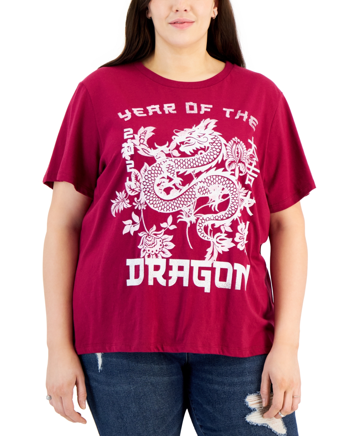 Grayson Threads, The Label Trendy Plus Size Year Of The Dragon T-shirt In Red