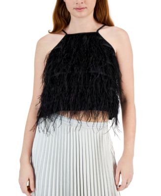 Lucy Paris - Women's Bijou Sleeveless Faux-Feather Top