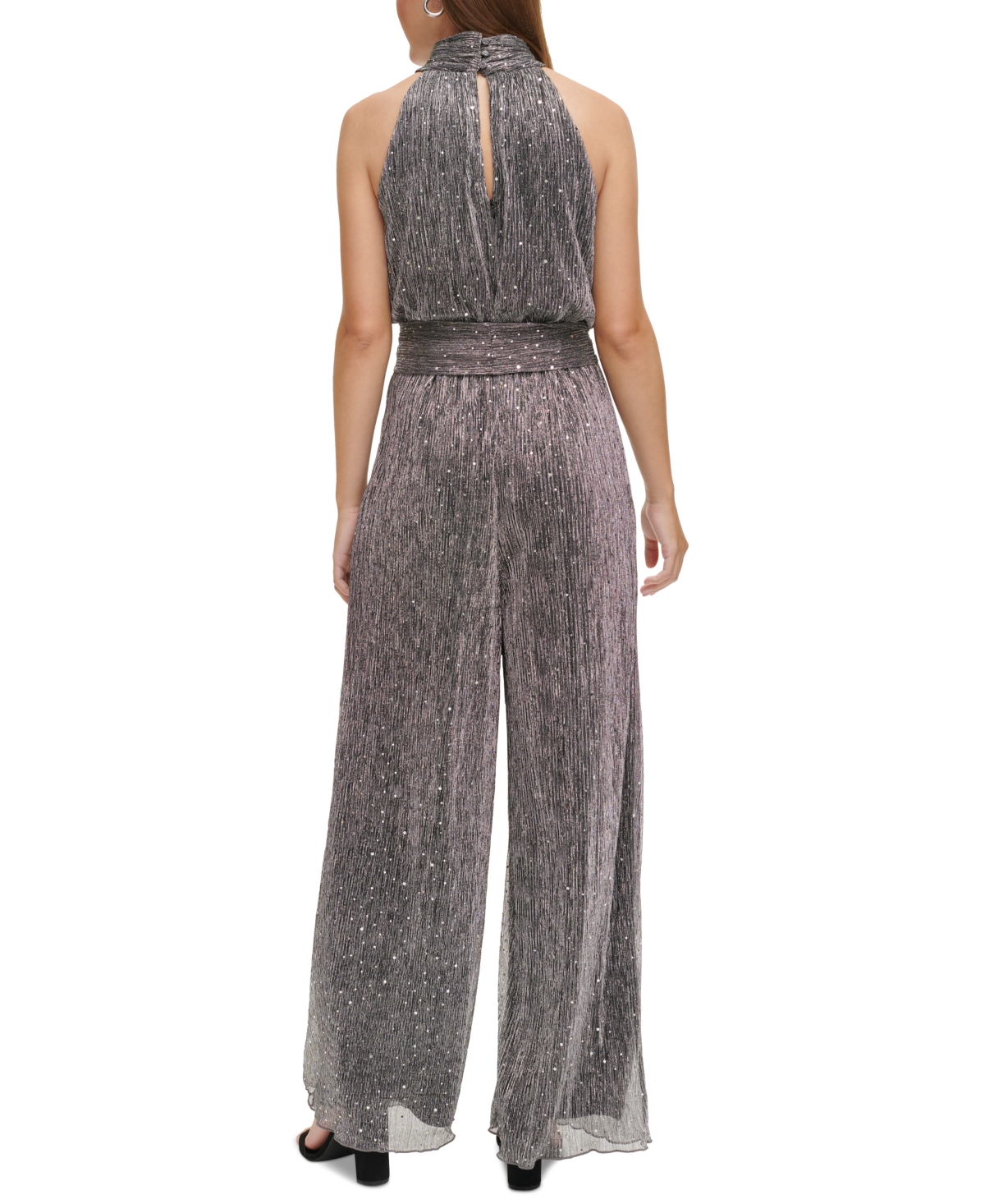Eliza J Women's Metallic Tie-Waist Halter Jumpsuit