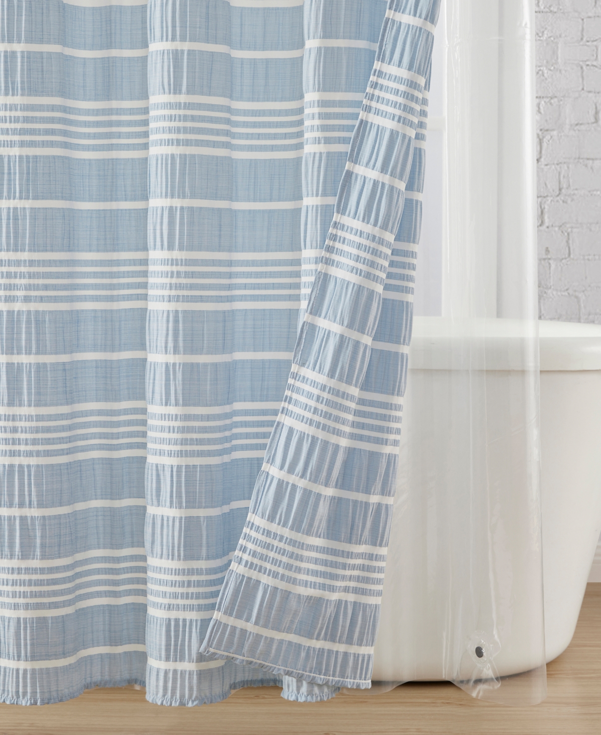 Clorox Seersucker 14-pc. Shower Curtain Set In Blue And White