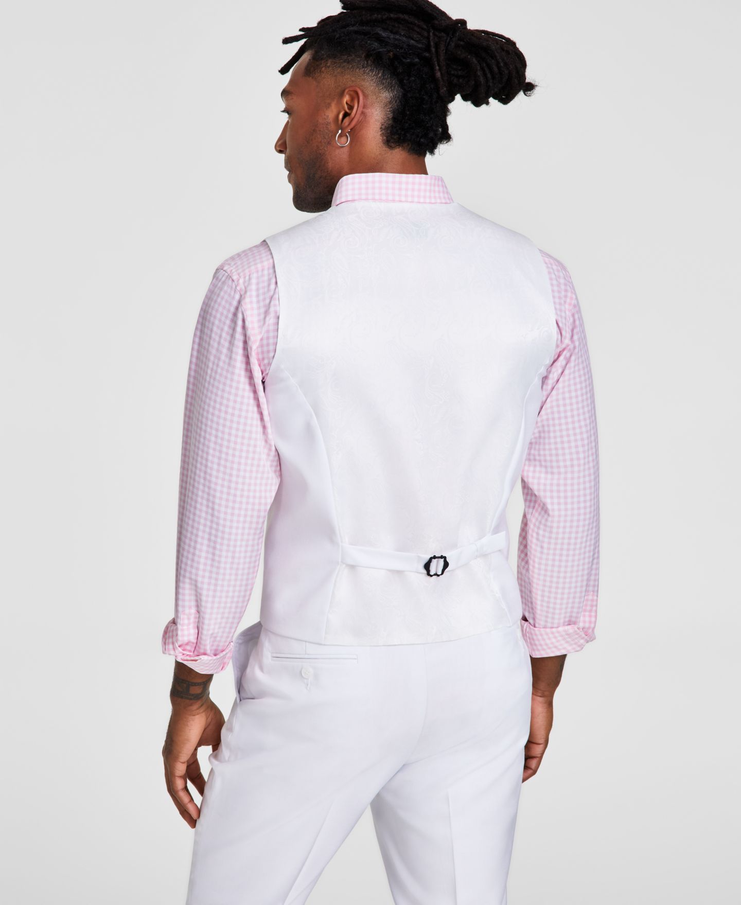 Мужской жилет Tayion Collection Classic-Fit Solid Suit Vest, цвет: Белый однотонный — фото 2