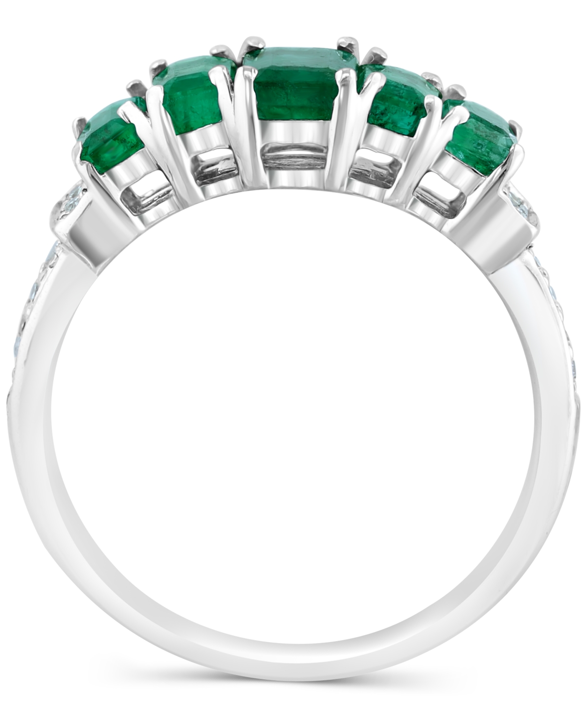 Effy Emerald (1-3/8 ct. t.w.) & Diamond (1/10 ct. t.w.) Statement Ring - Sterling Silver
