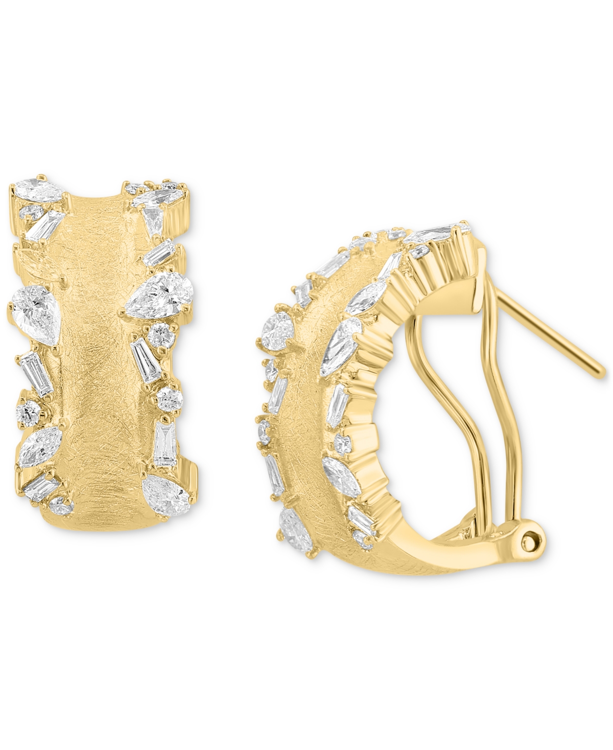 Effy Collection Effy Diamond Multi-cut Scattered Small Hoop Earrings (1 Ct. T.w.) In 14k Gold, 0.75"