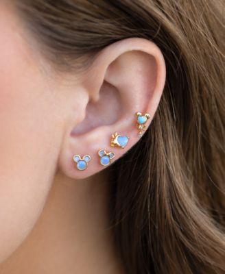 18k Gold-Plated 4-Pc. Set Color Crystal Blue Dream Single Stud Earrings