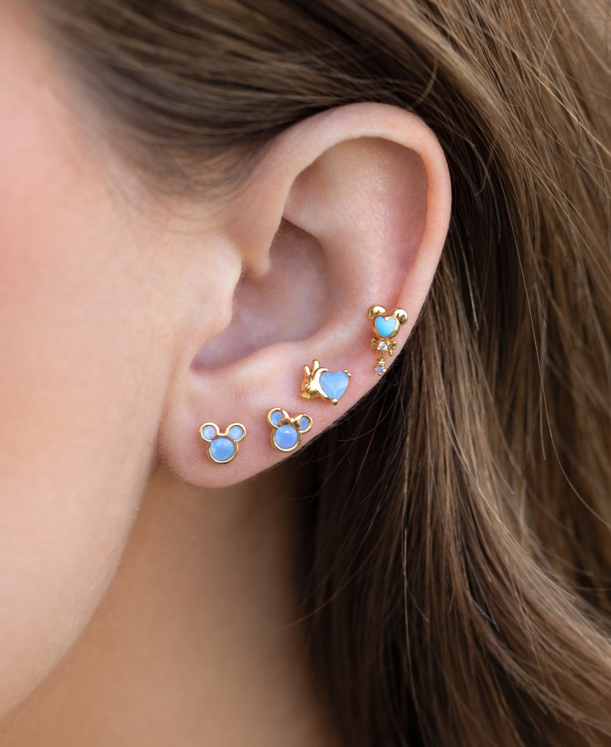 Shop Girls Crew 18k Gold-plated 4-pc. Set Color Crystal Blue Dream Single Stud Earrings