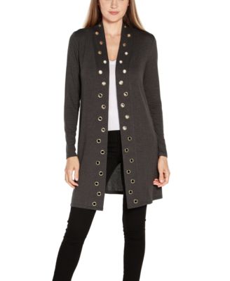 Women's Long Sleeve Grommet-Trim Cardigan Top