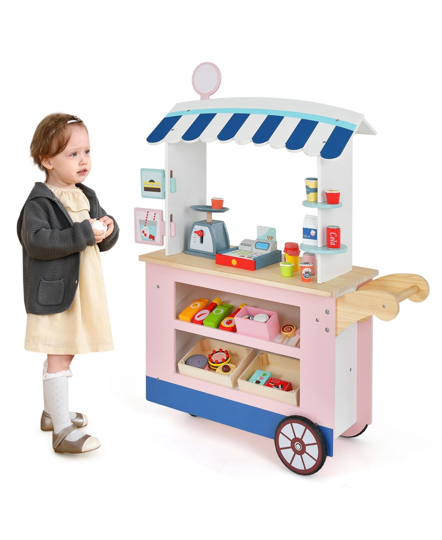 Детские игрушки Costway Food Cart 30-Piece Play Set, Ages 3+ — фото 1