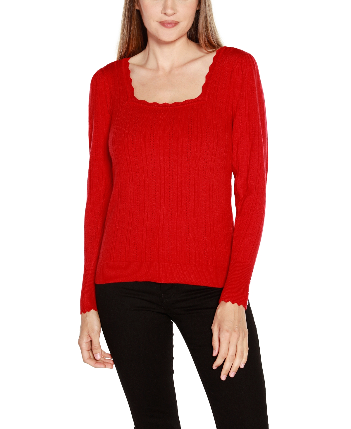 Belldini Women's Kaily K. Square Neck Sweater In Red  Red