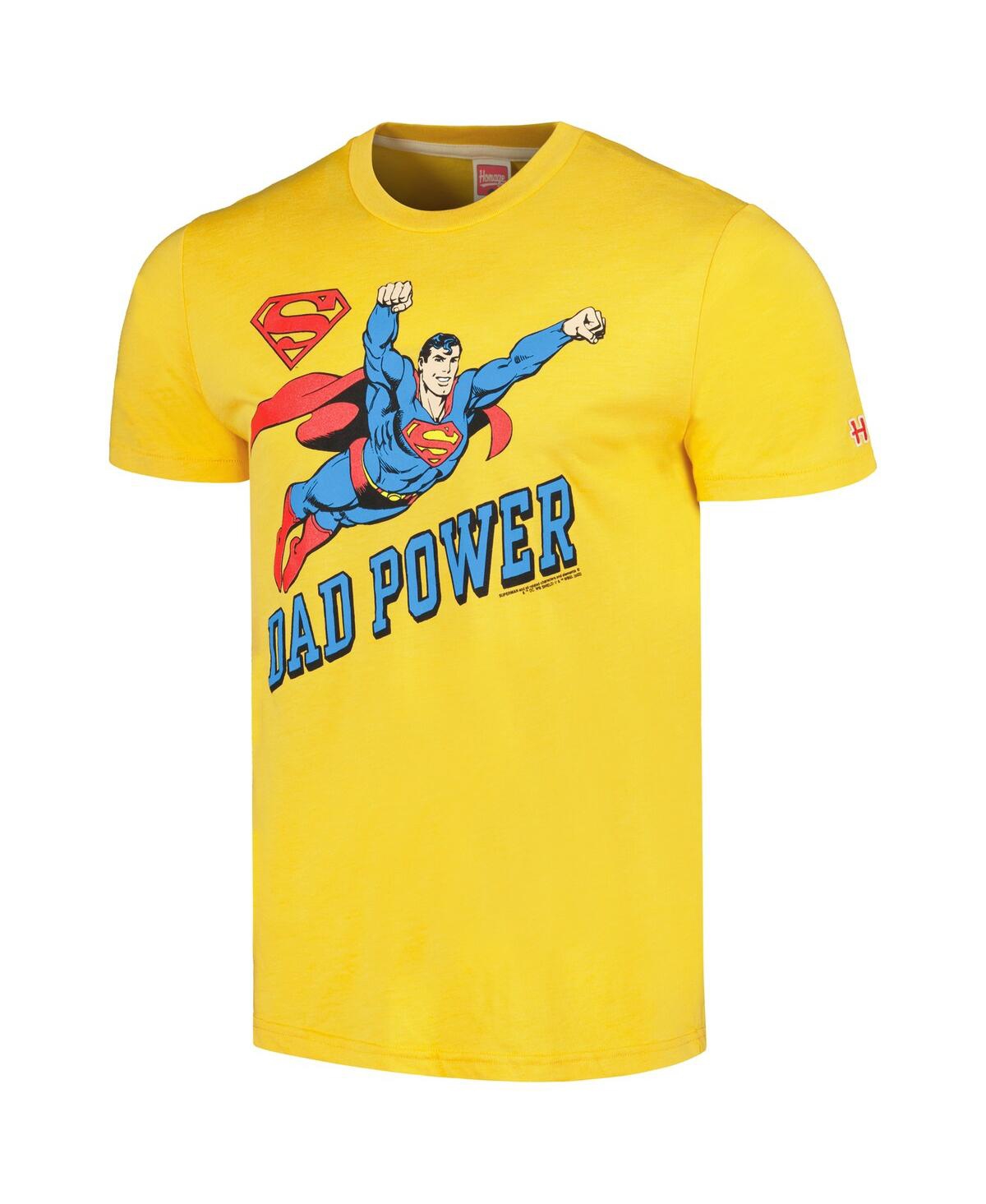 Shop Homage Men's  Gold Superman Dad Power Tri-blend T-shirt