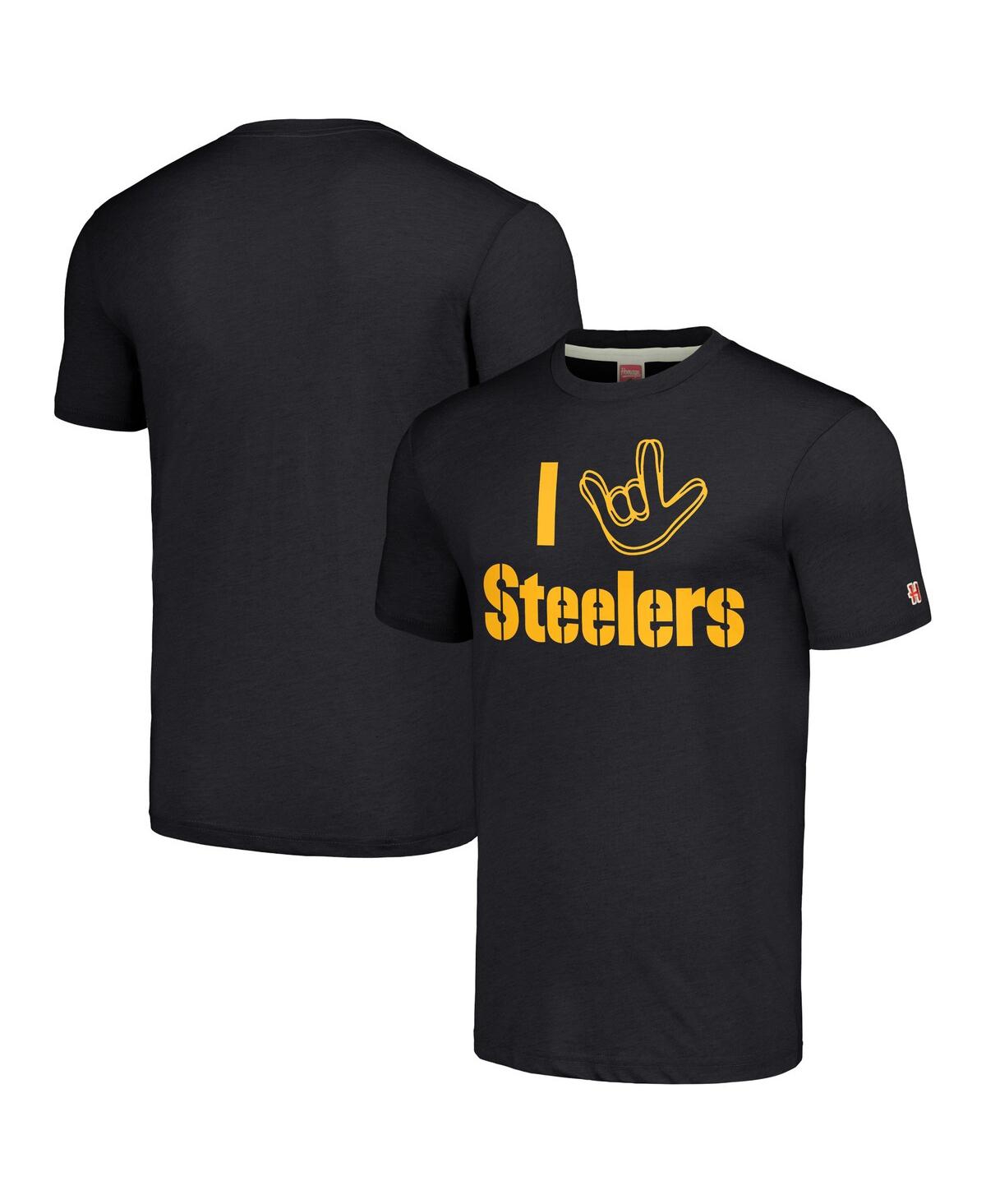 Homage Men's And Women's  Black Pittsburgh Steelers The Nfl Asl Collection By Love Sign Tri-blend T-s