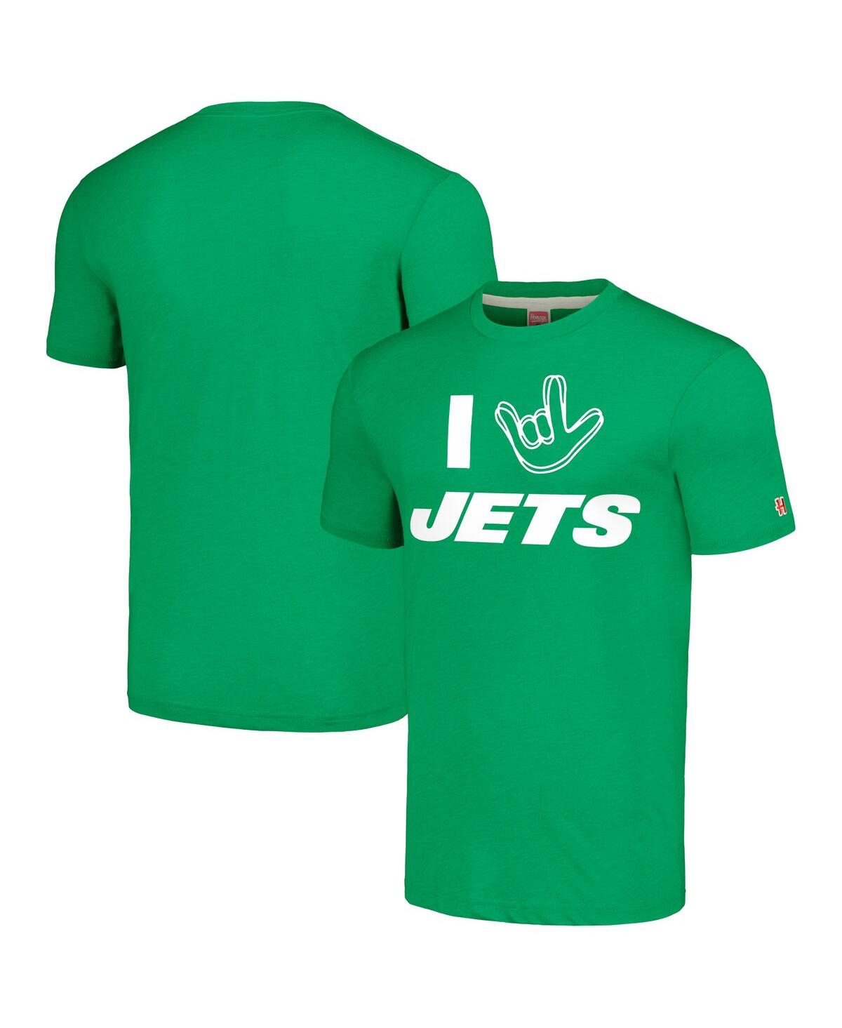 Homage Men's And Women's  Green New York Jets The Nfl Asl Collection By Love Sign Tri-blend T-shirt