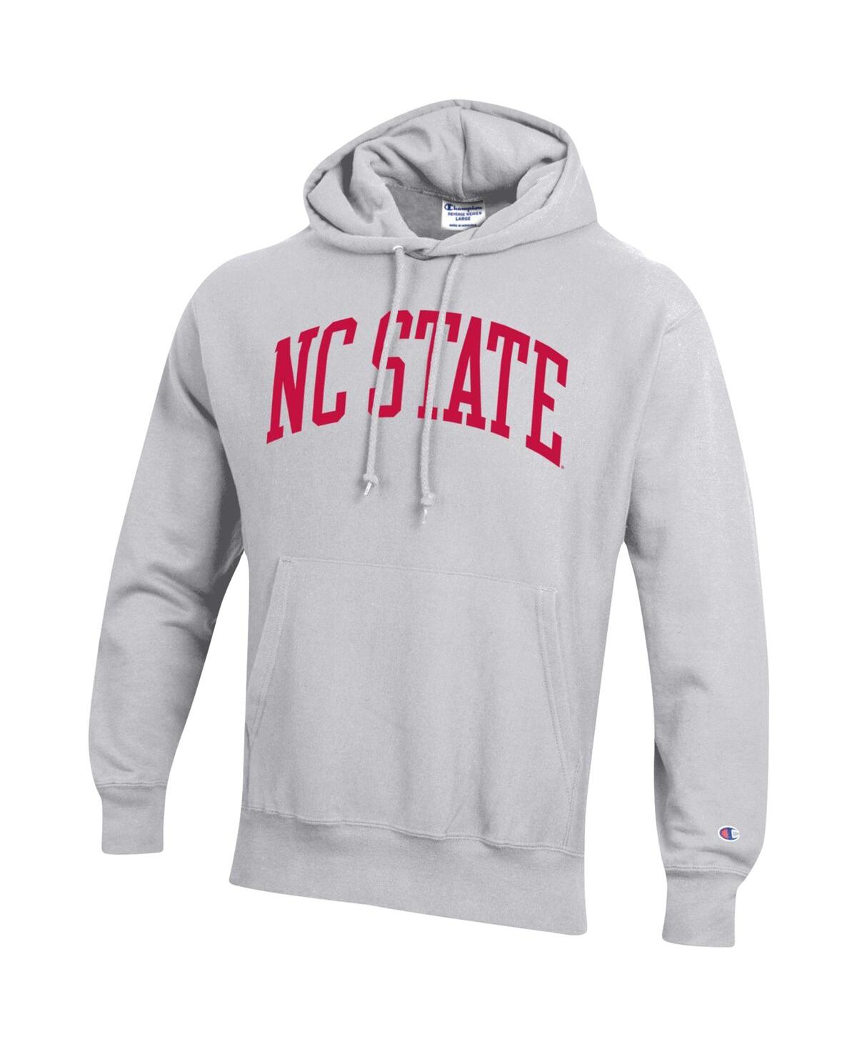 Shop Champion Men's  Heathered Gray Nc State Wolfpack Team Arch Reverse Weave Pullover Hoodie In Heather Gray