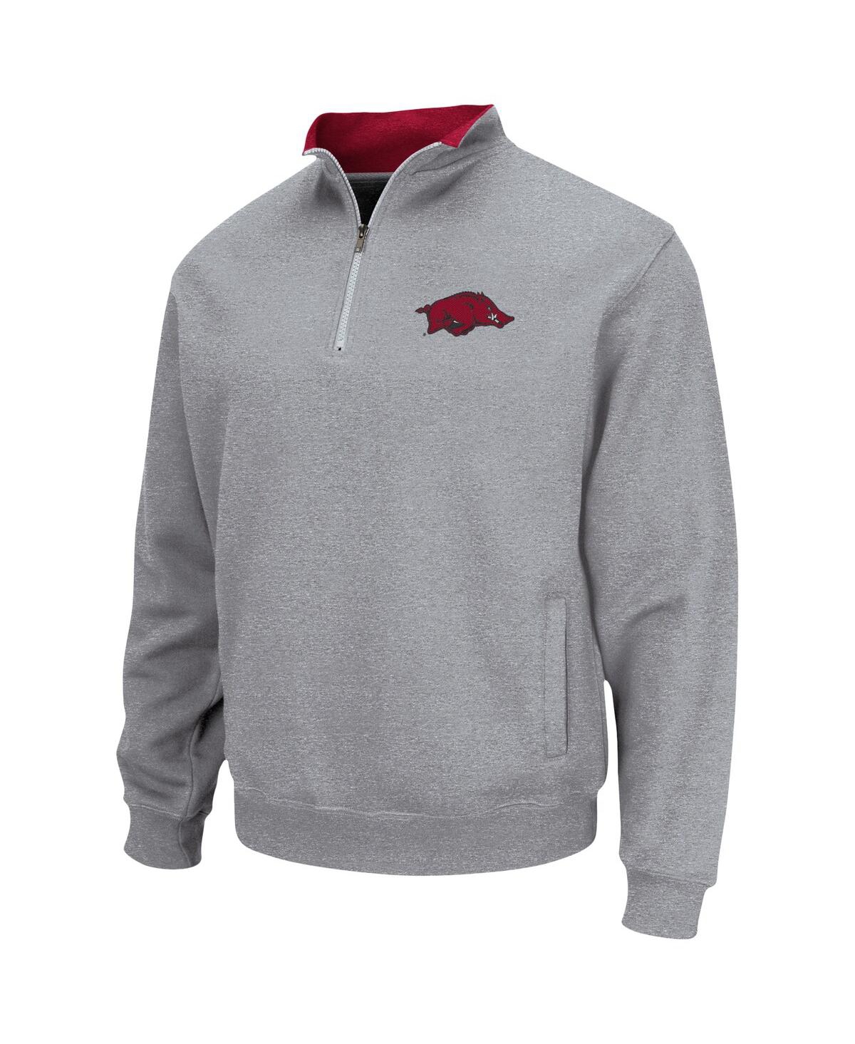 Colosseum Heathered Gray Arkansas Razorbacks Tortugas Team Logo Quarter-zip Jacket In Heather Gray