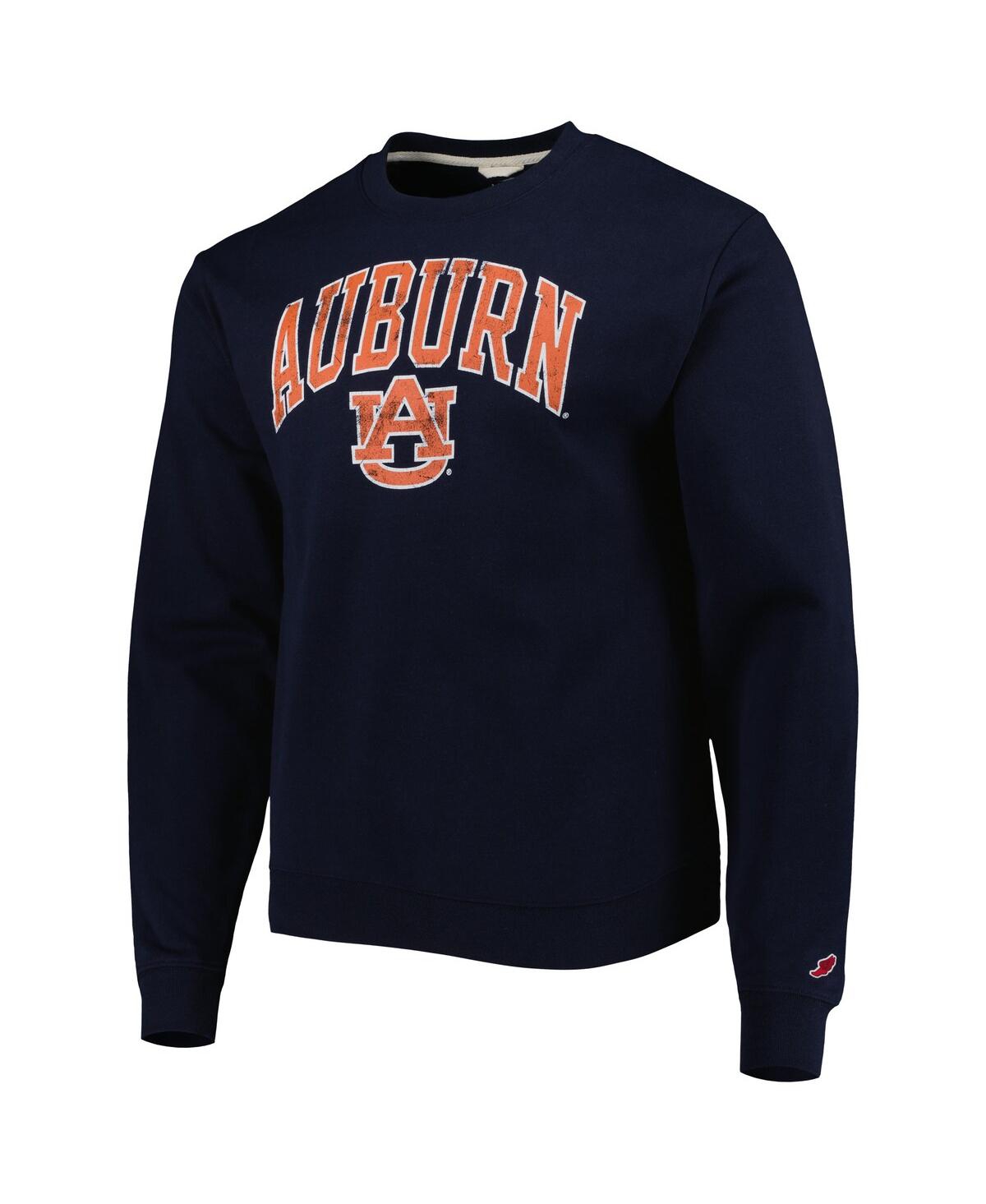 Shop League Collegiate Wear Men's  Navy Distressed Auburn Tigers 1965 Arch Essential Lightweight Pullover