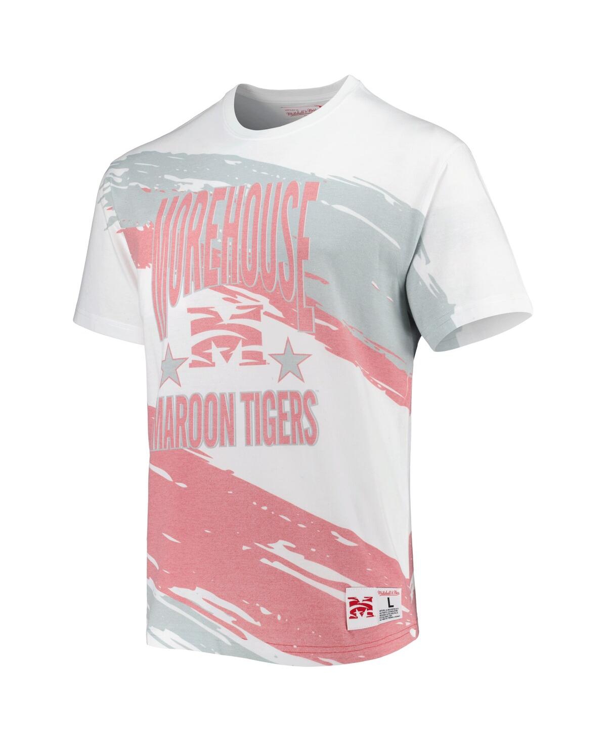 Mitchell & Ness Men's  White Morehouse Maroon Tigers Paintbrush Sublimated T-shirt In White