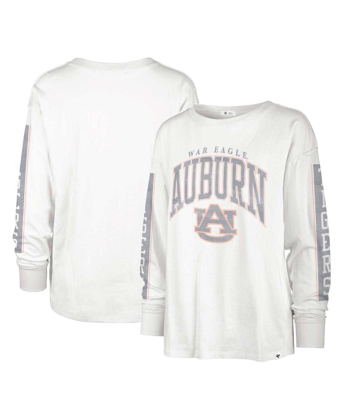 47 Brand Women's ' White Distressed Auburn Tigers Statement Soa 3-hit Long Sleeve T-shirt