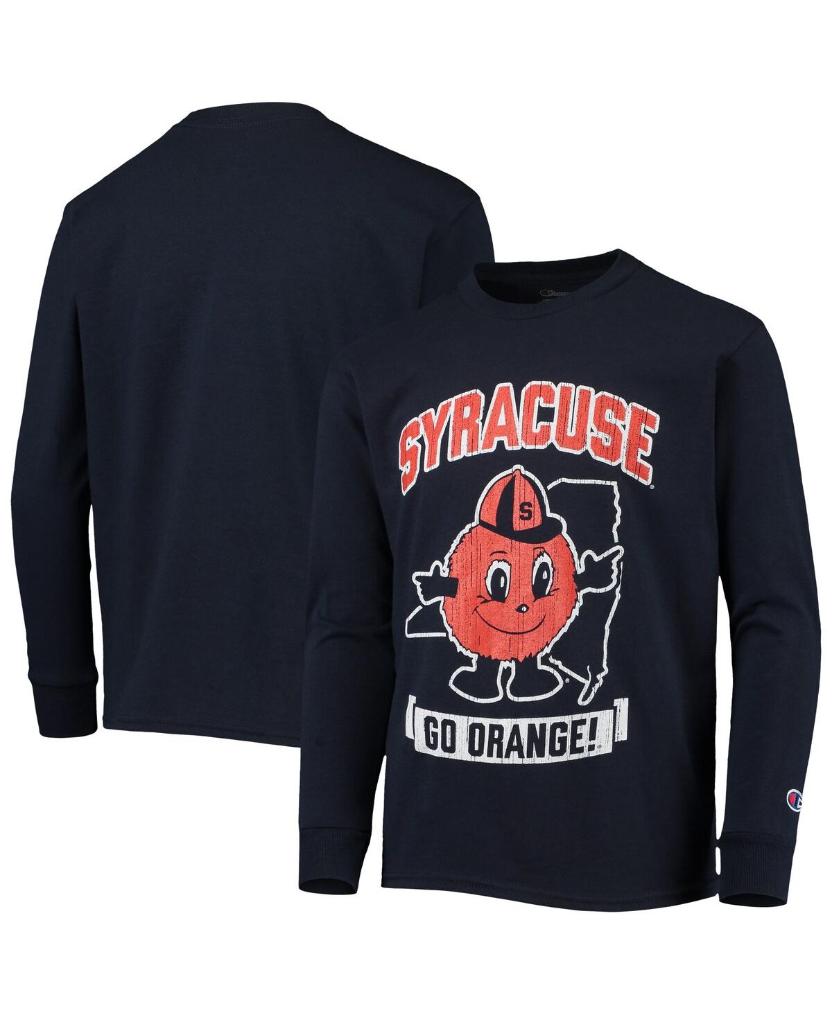 Shop Champion Big Boys  Navy Distressed Syracuse Orange Strong Mascot Team T-shirt