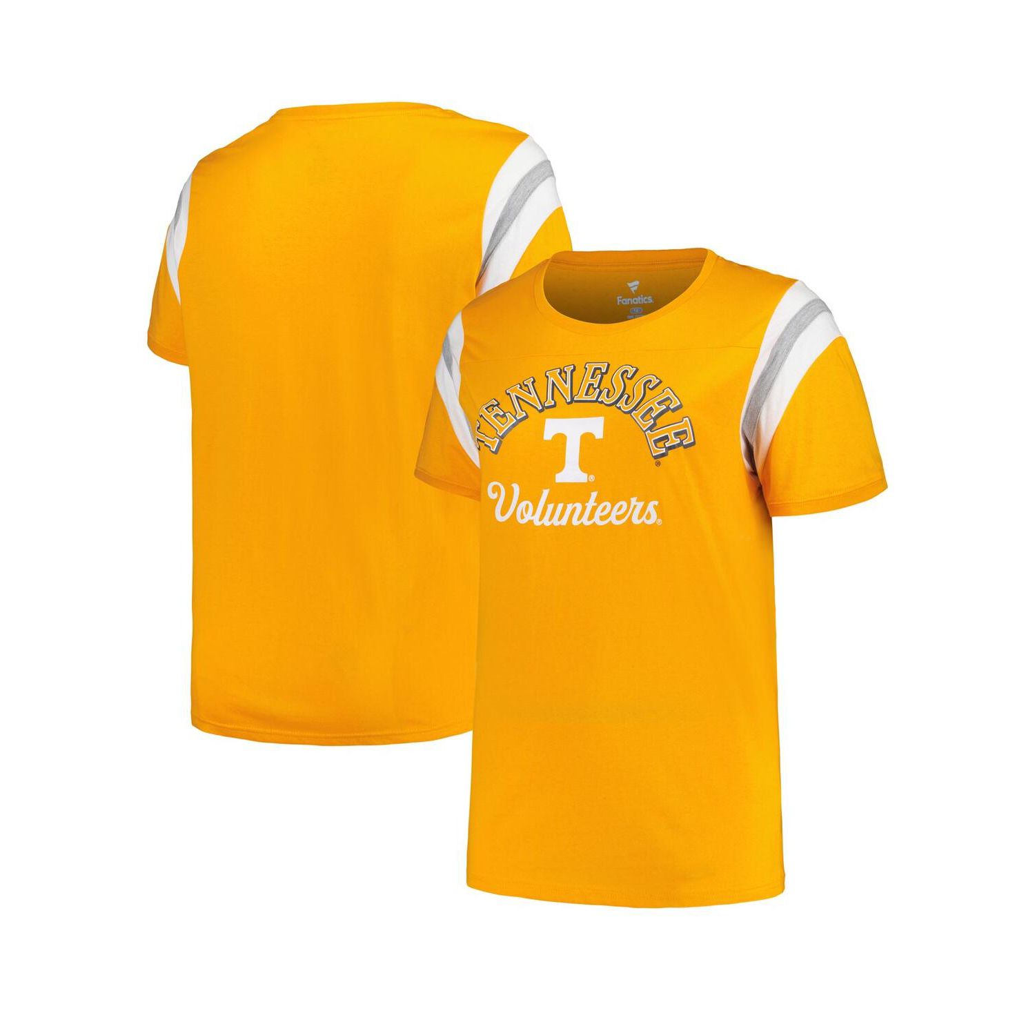 Women's Tennessee Orange Tennessee Volunteers Plus Size Striped Tailgate Scoop Neck T-shirt