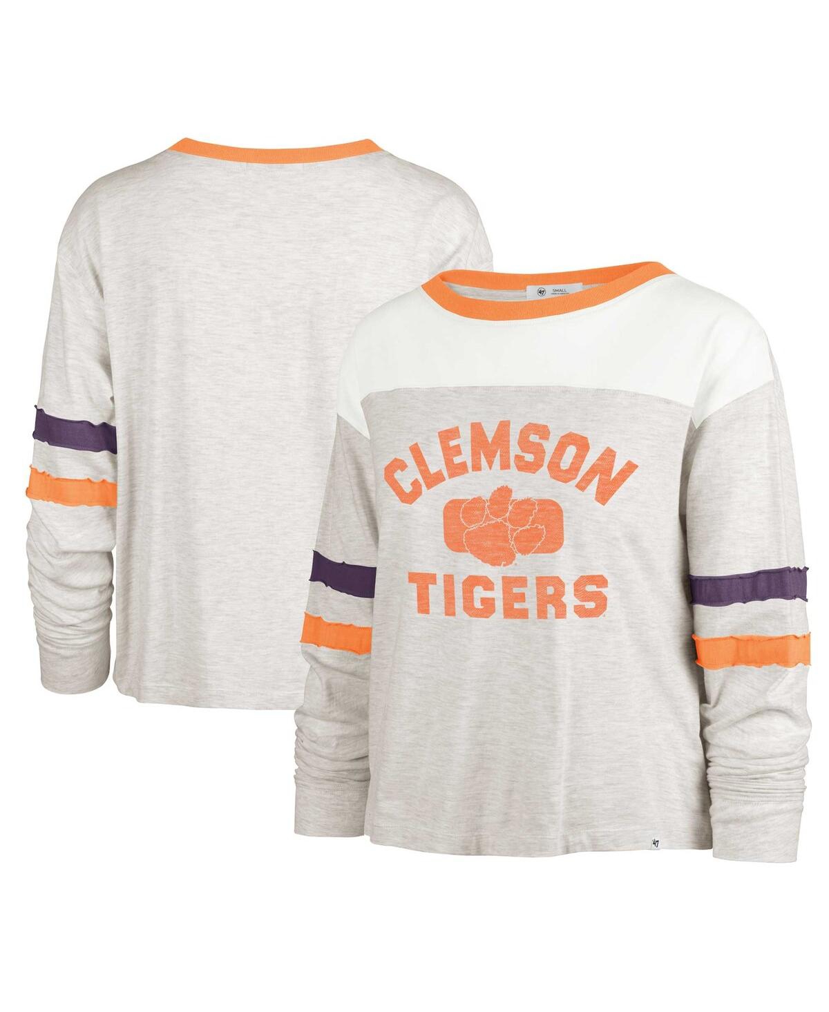 47 Brand Women's ' Oatmeal Distressed Clemson Tigers All Class Lena Long Sleeve T-shirt