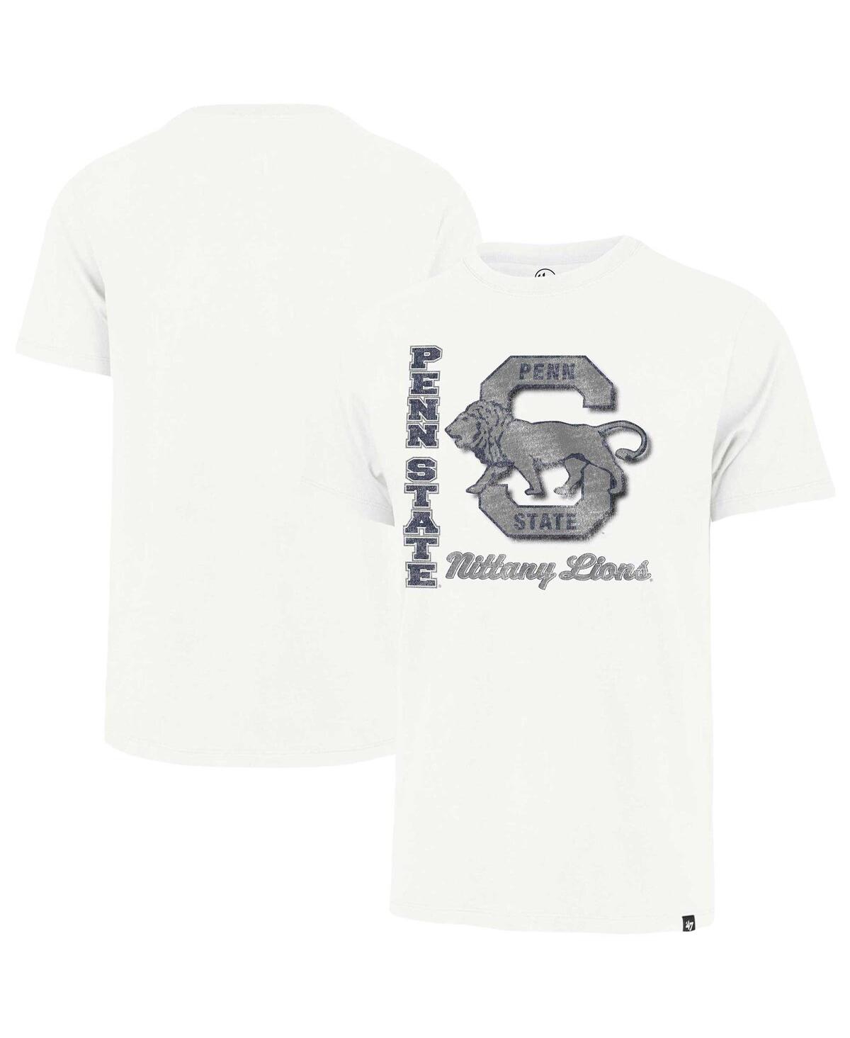 47 Brand Men's ' Cream Distressed Penn State Nittany Lions Phase Out Throwback Franklin T-shirt