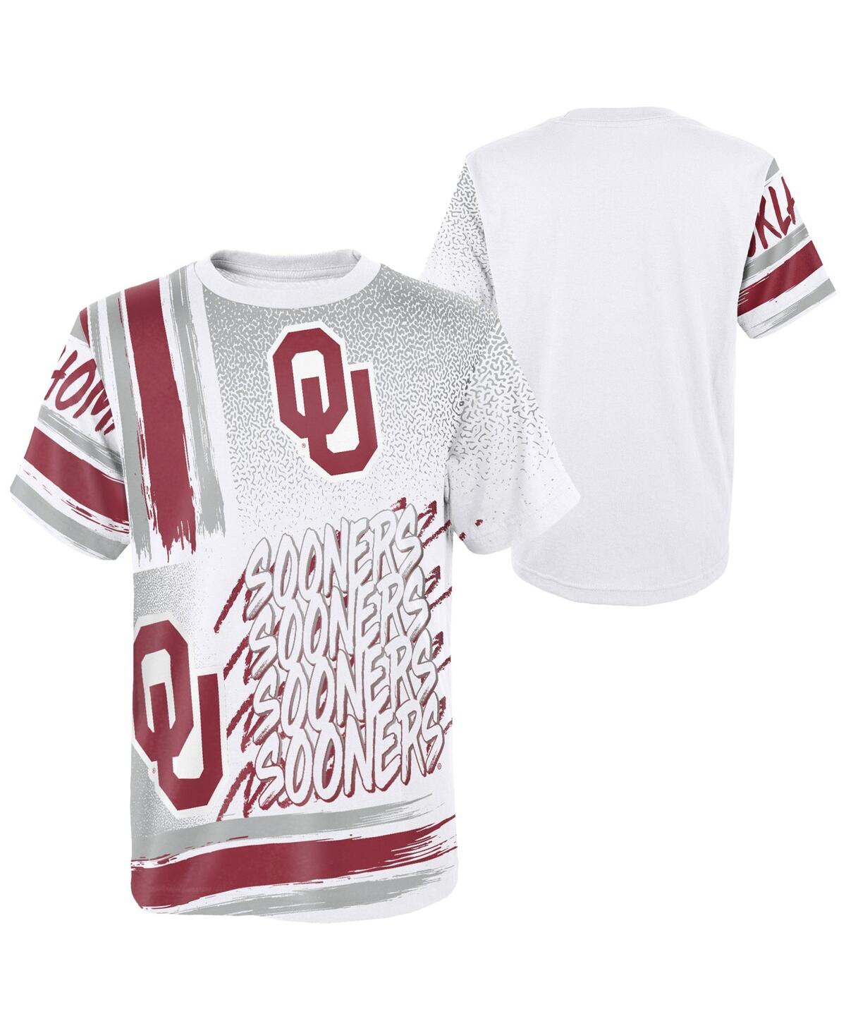 Outerstuff Babies' Preschool Boys And Girls White Oklahoma Sooners Gametime Multi-hit Oversized T-shirt