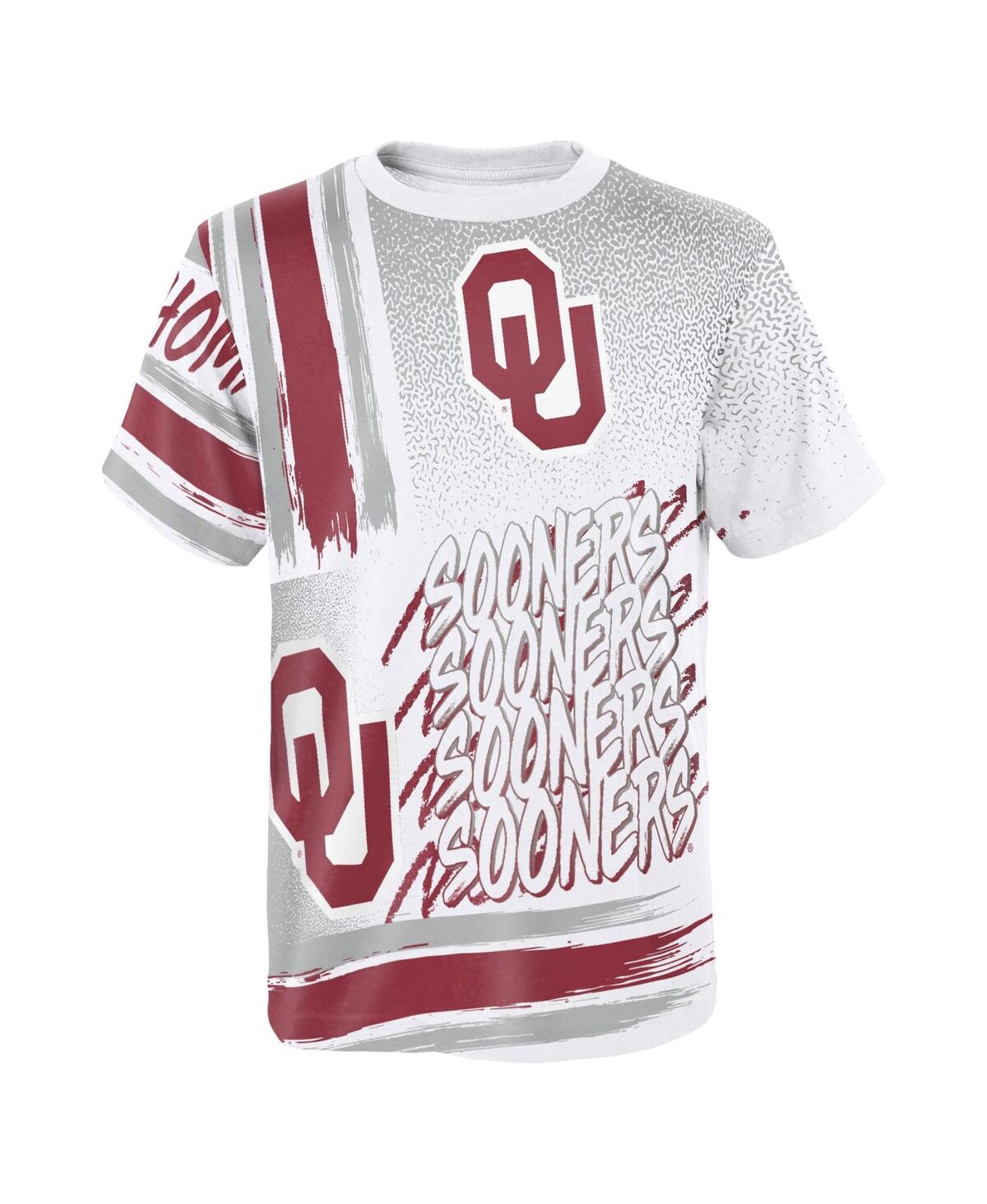 Shop Outerstuff Preschool Boys And Girls White Oklahoma Sooners Gametime Multi-hit Oversized T-shirt
