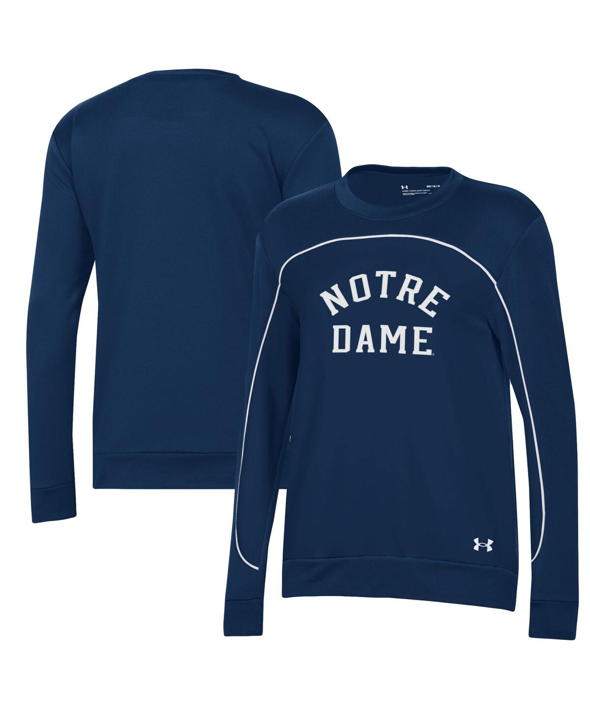 Shop Under Armour Women's  Navy Notre Dame Fighting Irish Colorblock Pullover Sweatshirt