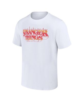 Men's and Women's White Stranger Things Fire Logo T-shirt