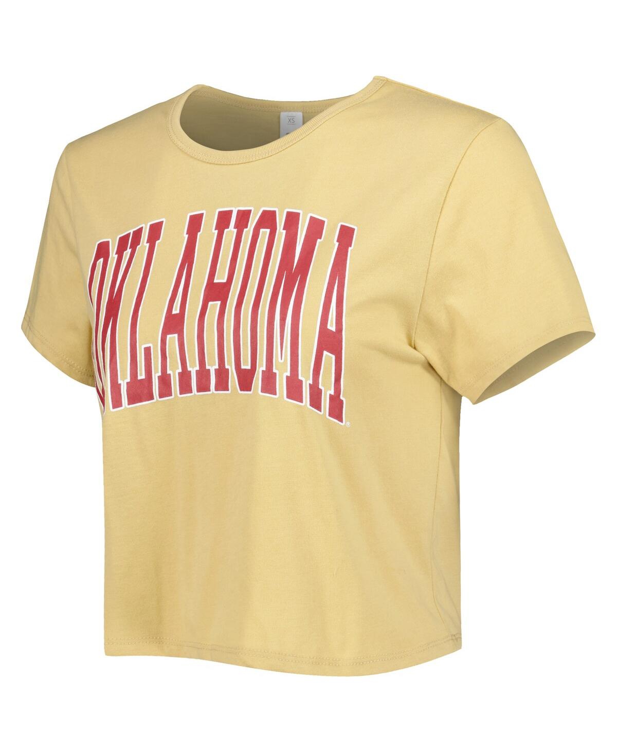 Shop Zoozatz Women's  Yellow Oklahoma Sooners Core Fashion Cropped T-shirt