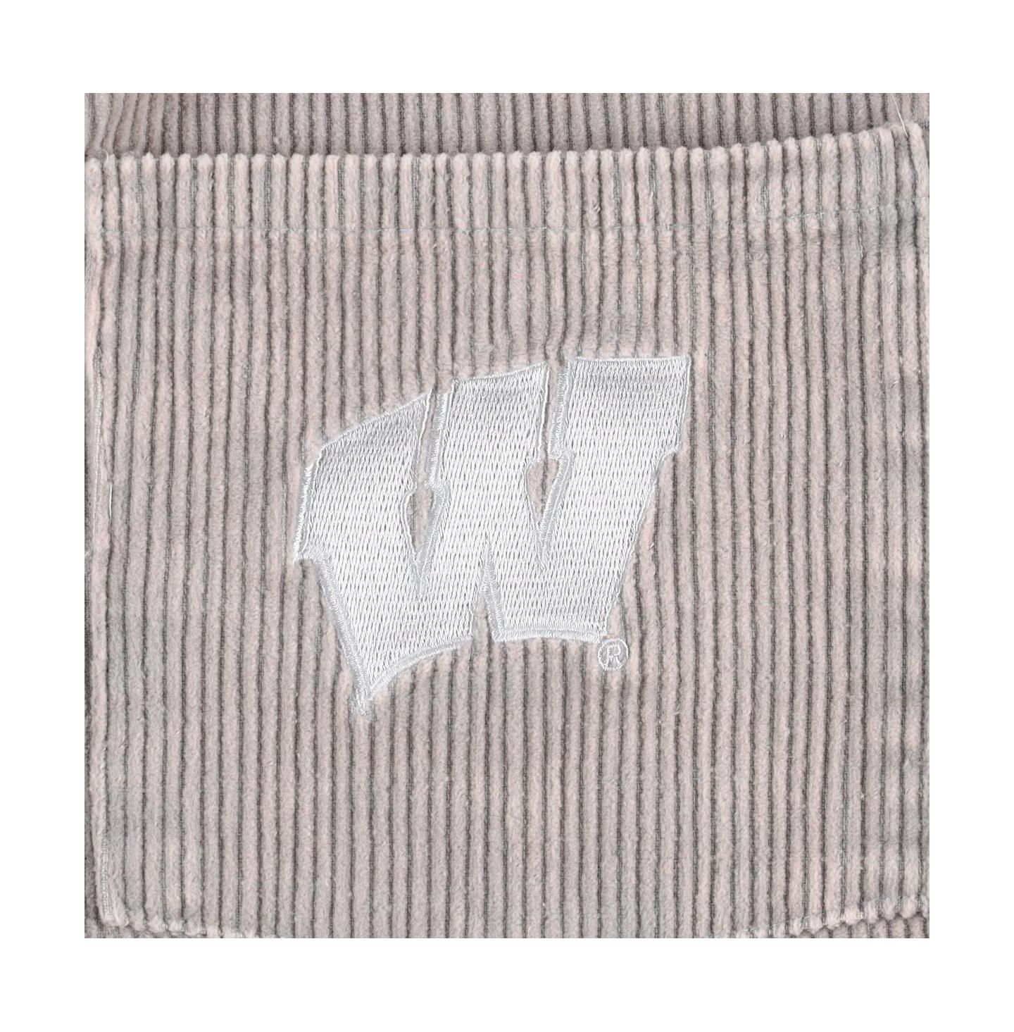 Женские куртки Gameday Couture Gray Distressed Wisconsin Badgers Vintage-Like Wash Corduroy Full-Snap Hooded Shacket — фото 2
