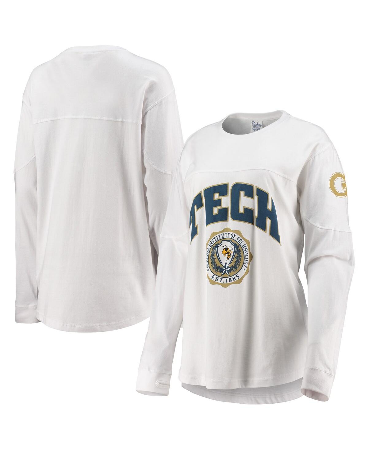 Shop Pressbox Women's  White Georgia Tech Yellow Jackets Edith Long Sleeve T-shirt