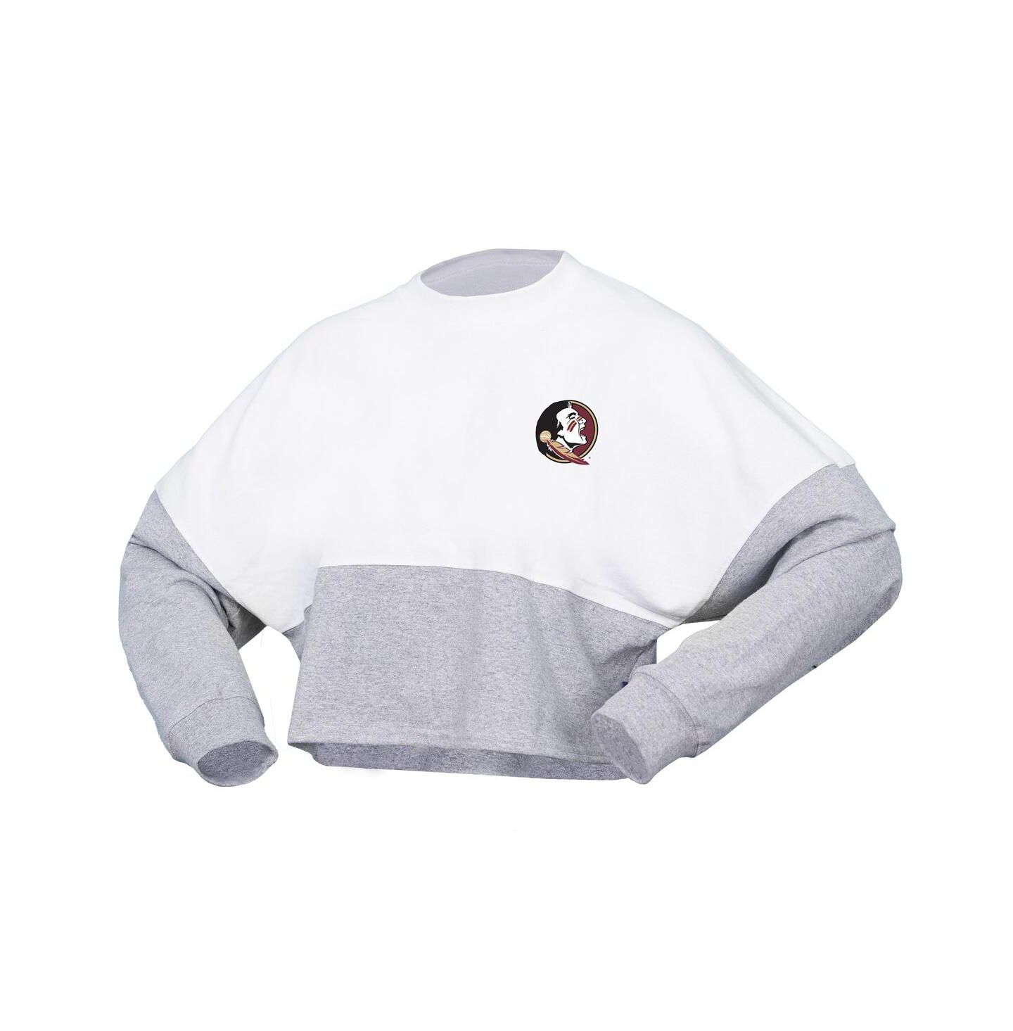 Женская футболка Spirit Jersey White Florida State Seminoles Heather Block Cropped Long Sleeve Jersey — фото 3