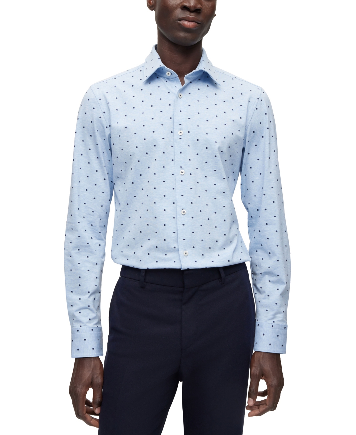 Hugo Boss Boss By  Men's Printed Slim-fit Shirt In Light,pastel Blue
