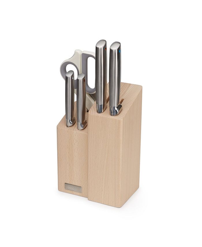 Joseph Joseph Elevate Fusion 5-Piece Knife, Cleaver and Scissor Set with  Beechwood Block