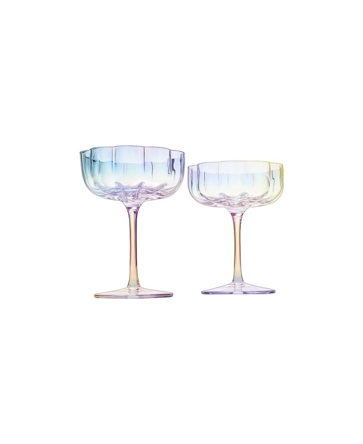 The Wine Savant Flower Vintage Glass Coupes, Set Of 2 In Iridescent