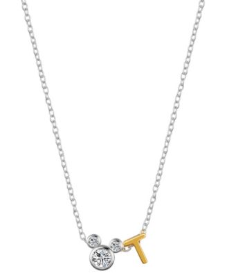 Unwritten Cubic Zirconia Mickey Mouse Initial Pendant Necklace