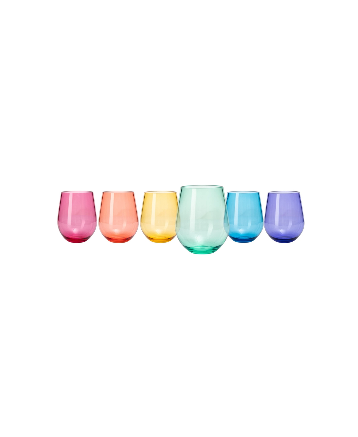 The Wine Savant Acrylic European Style Stemless Wine Glasses, Set Of 6 In Multicolor