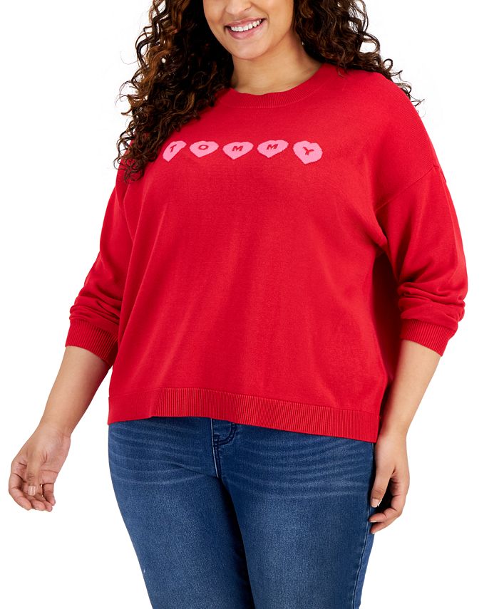 Tommy Hilfiger Plus Size Long-Sleeve Heart Sweater - Macy's