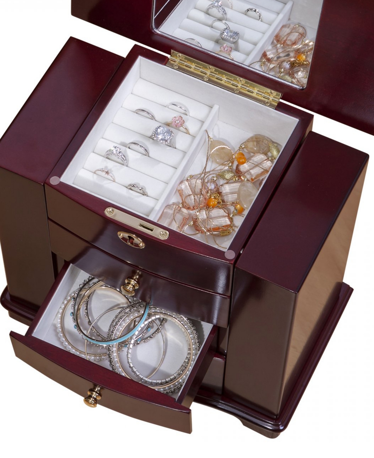 MELE & CO WAVERLY WOODEN JEWELRY BOX IN FINISH 