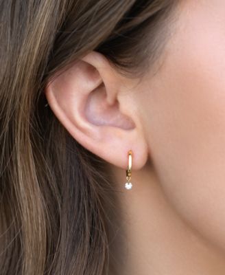 18k Gold-Plated Crystal Charm Hoop Earrings