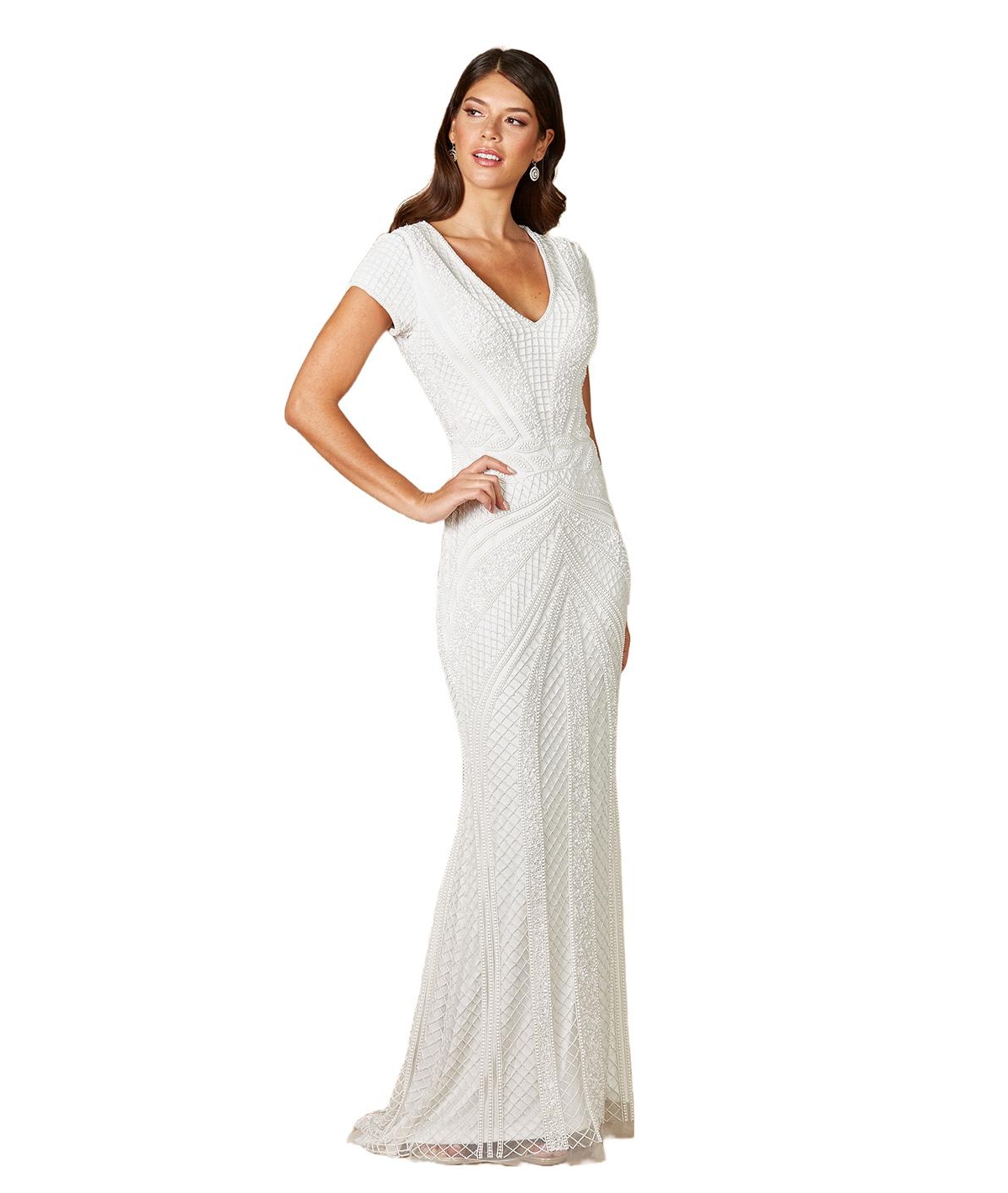 Women's Flavia Fitted Beaded Wedding Gown - Ivory