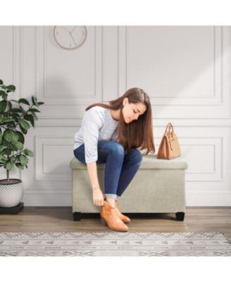 30 Inch Ottoman Storage Bench with Storage Bins - Leatherette or Fabric Finish