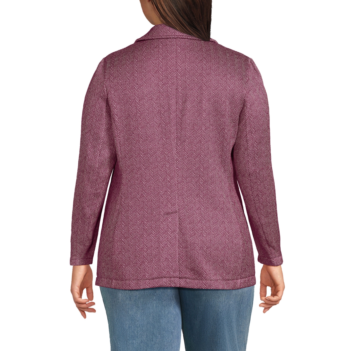 Lands' End Plus Size Sweater Fleece Blazer Jacket - The Blazer