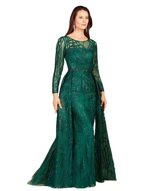 women's gorgeous overskirt dress with long sleeves