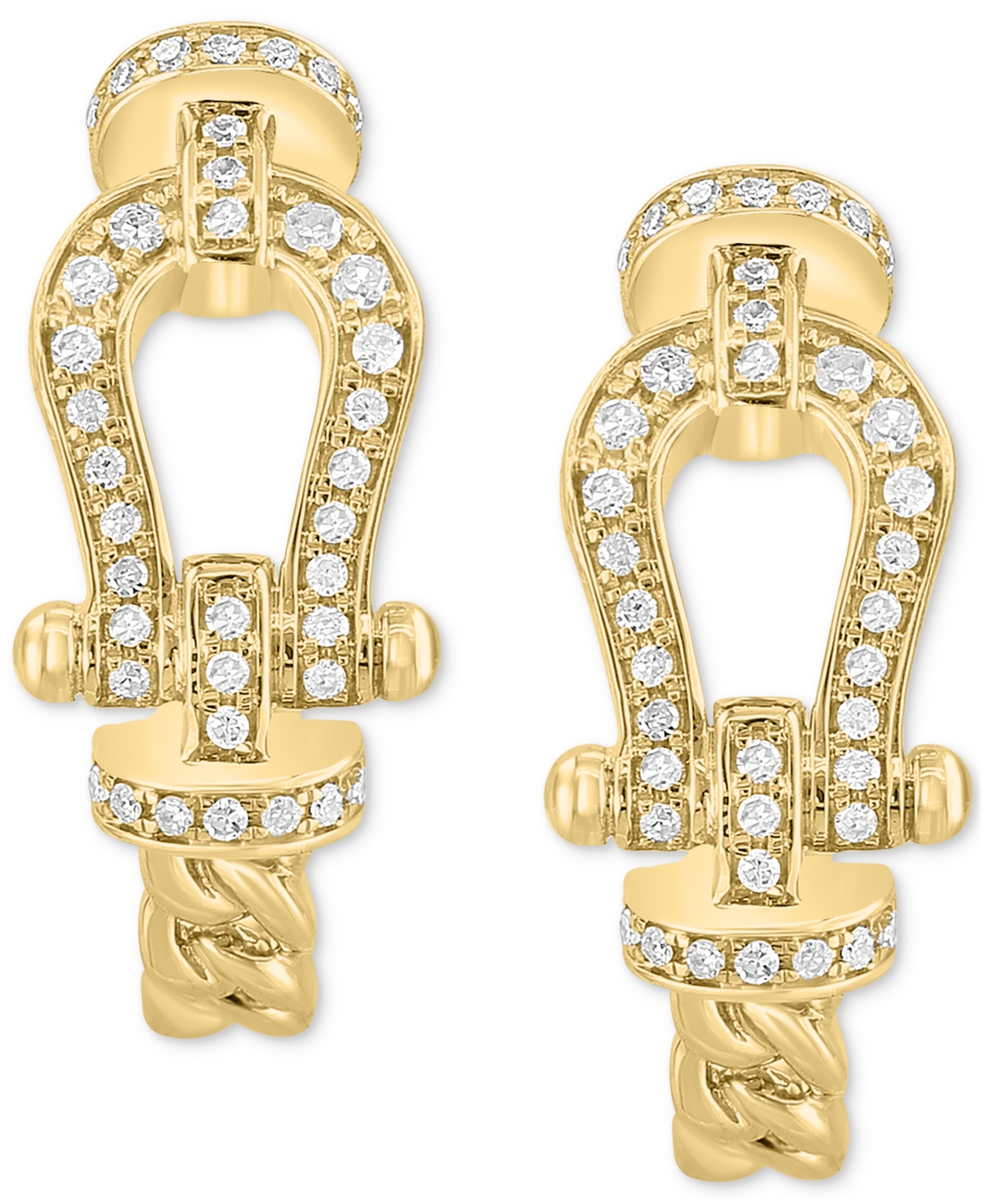 Effy Diamond Horseshoe Buckle Hoop Earrings (1/4 ct. t.w.) in 14k Gold - 14K Gold