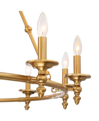 Warm Antique Brass Wagon Wheel Chandelier 28" Wide Farmhouse Rustic 6-Light Fixture for Dining Room Living House Foyer Kitchen Island Entryway