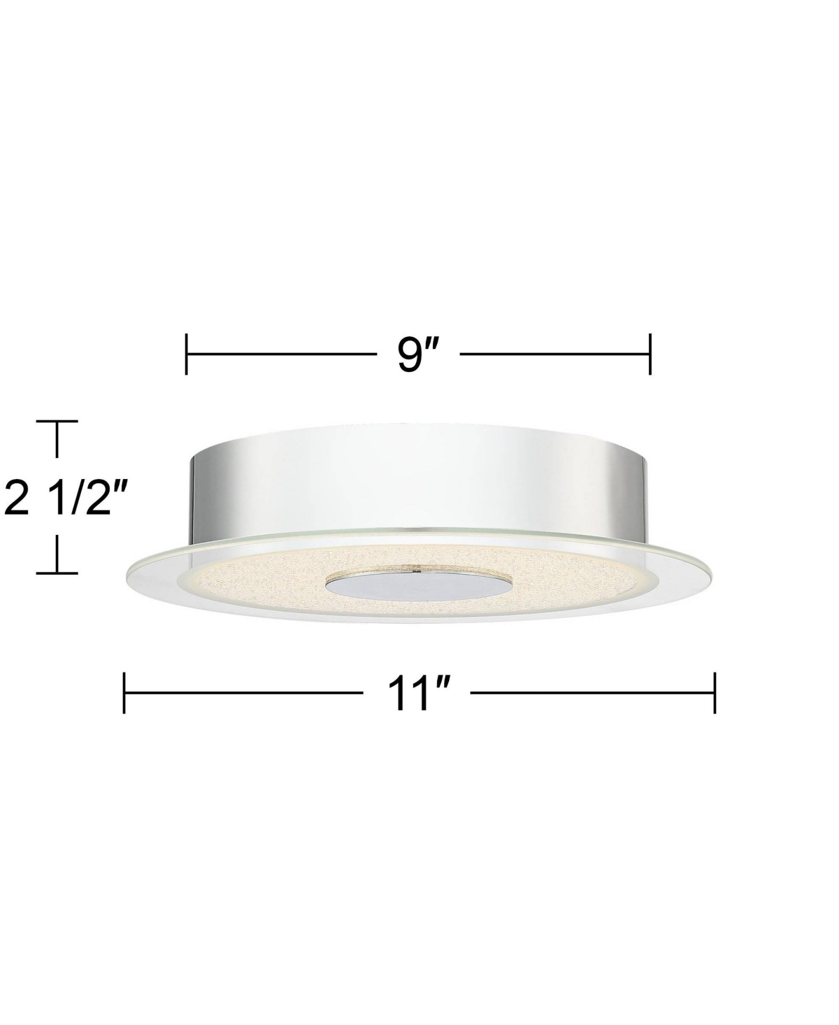 Possini Euro Design Crystal Sand Modern Ceiling Light Flush-Mount Fixture Wide Chrome Led Round Clear Acrylic Ring for Bedroom Kitchen Living Room