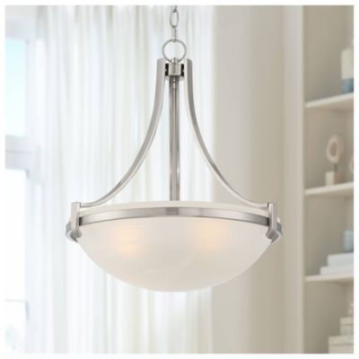 Mallot Brushed Nickel Pendant Chandelier 20" Wide Industrial Champagne Glass Bowl Shade 4-Light Fixture for Dining Room Kitchen Island