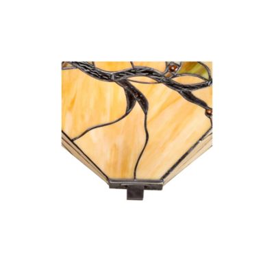 Mission Rustic Ceiling Light Semi Flush Mount Fixture 14" Wide Bronze 2-Light Budding Branch Art Glass Shade for Bedroom Kitchen