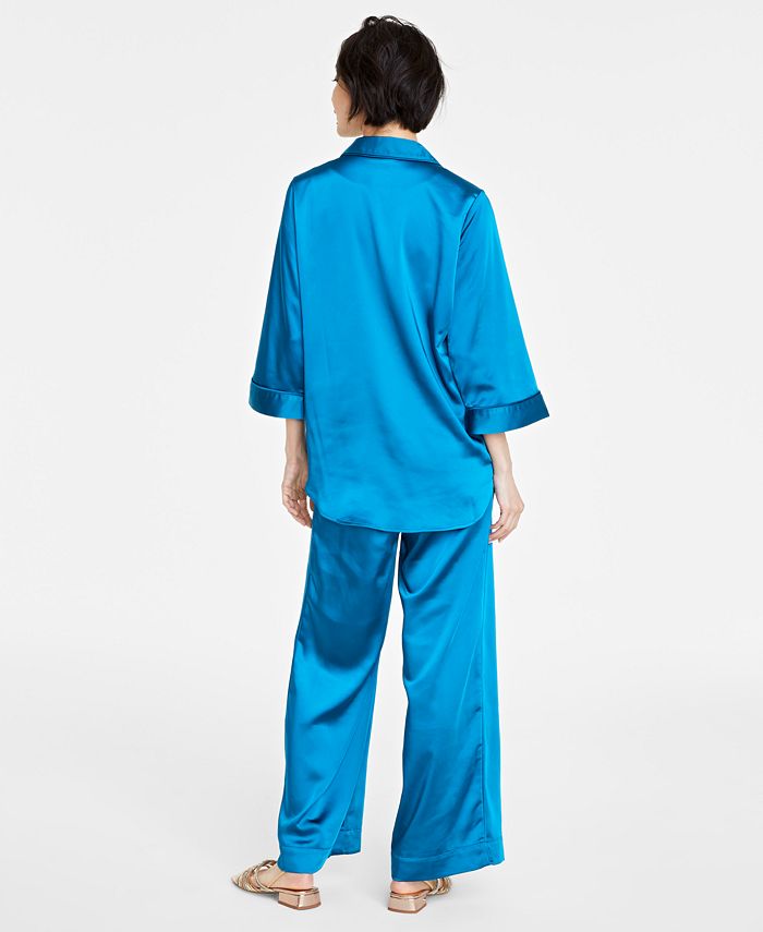 On 34th Women's Satin Pajama Top & Wide-Leg Pajama Pants, Created for 